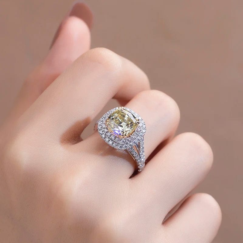 6.5 / moissanite halo ring Messi gems luxury 14k gold halo full diamondwedding engagement lab diamond ring