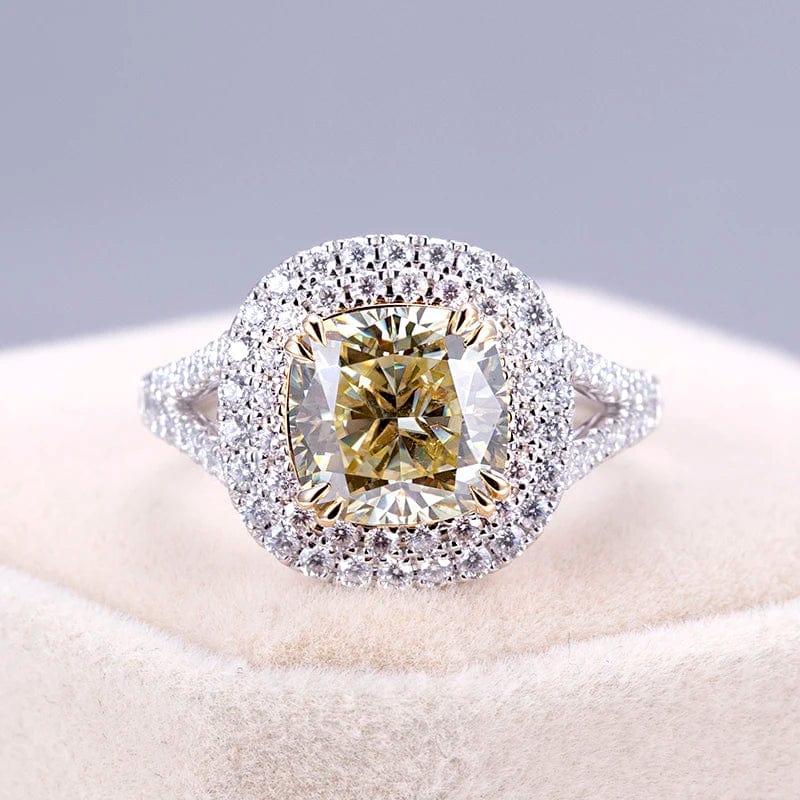 6.5 / moissanite halo ring Messi gems luxury 14k gold halo full diamondwedding engagement lab diamond ring