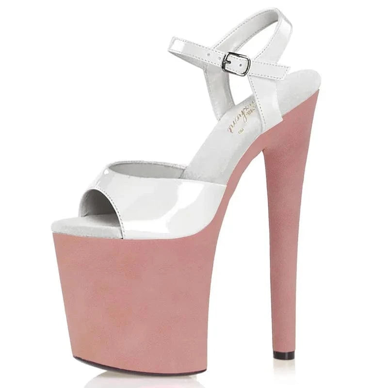 6.5 / White-B Apricot platform high heel 20cm Fetish 8 inch Gothic model women's pump shoes summer women's high heel sandals