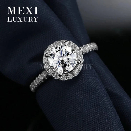 6.5 / White gold 18K white gold Anniversary  prong setting Round brilliant cut moissanite ring