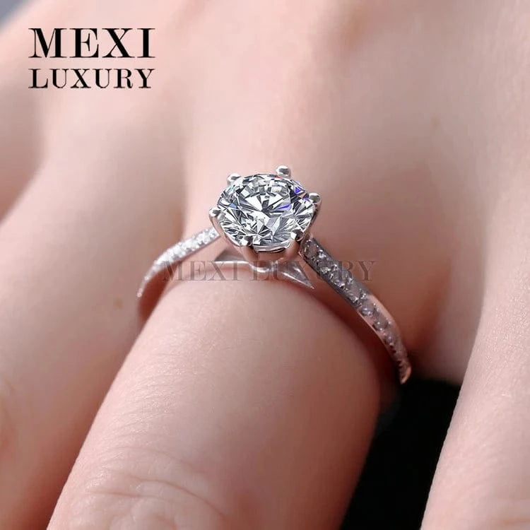 6.5 / White gold 6 Prong setting Customized 18K White gold Messi Moissanite Ring
