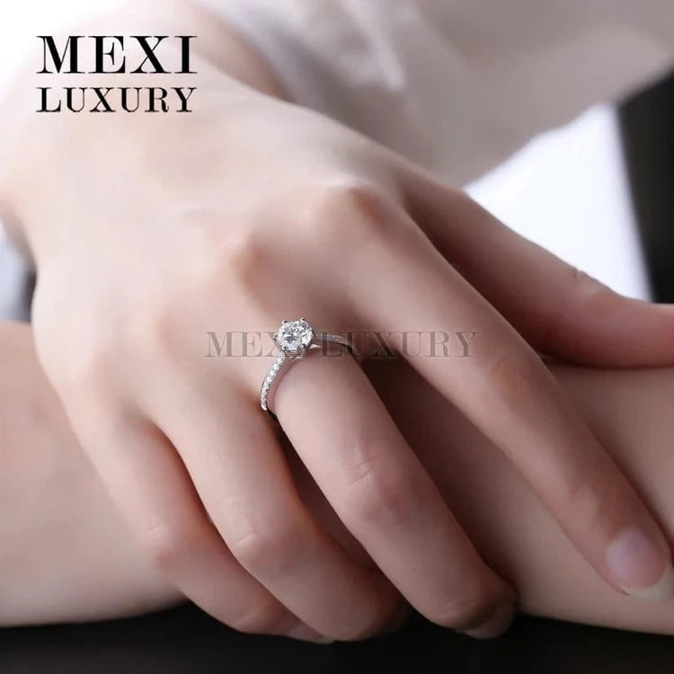 6.5 / White gold 6 Prong setting Customized 18K White gold Messi Moissanite Ring