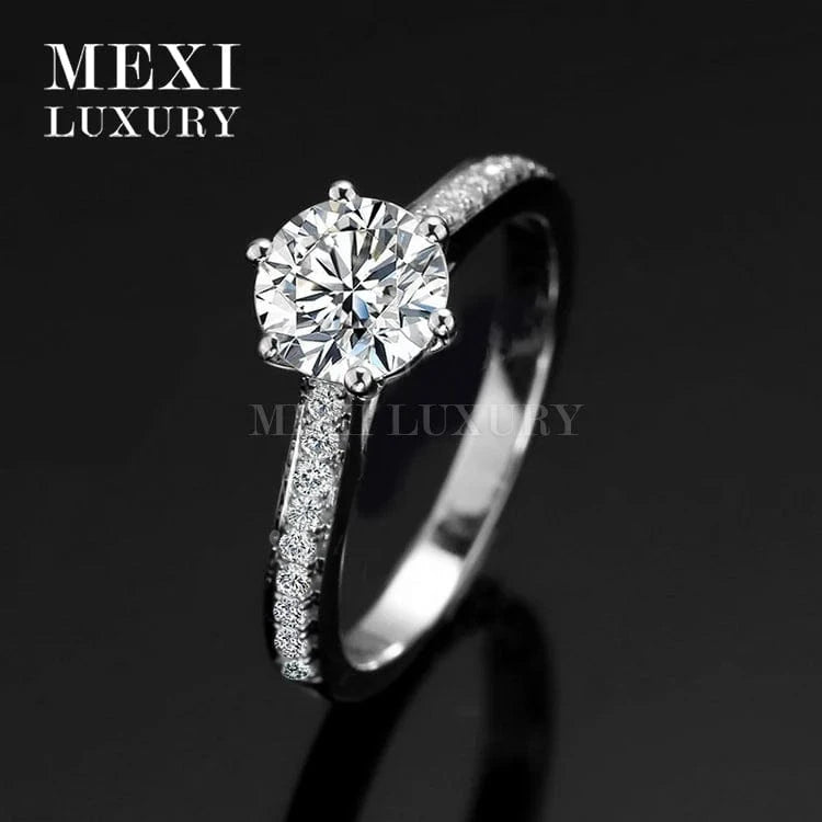 6.5 / White gold 6 Prong setting Customized 18K White gold Messi Moissanite Ring