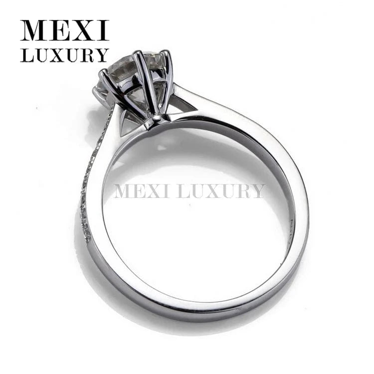6.5 / White gold 6 Prong setting Customized 18K White gold Messi Moissanite Ring