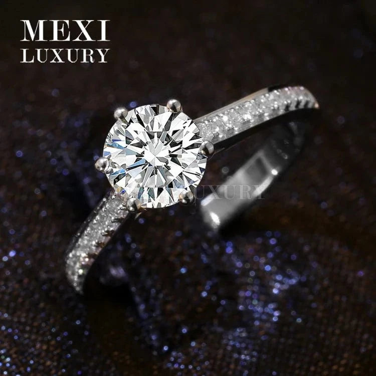 6.5 / White gold 6 Prong setting Customized 18K White gold Messi Moissanite Ring