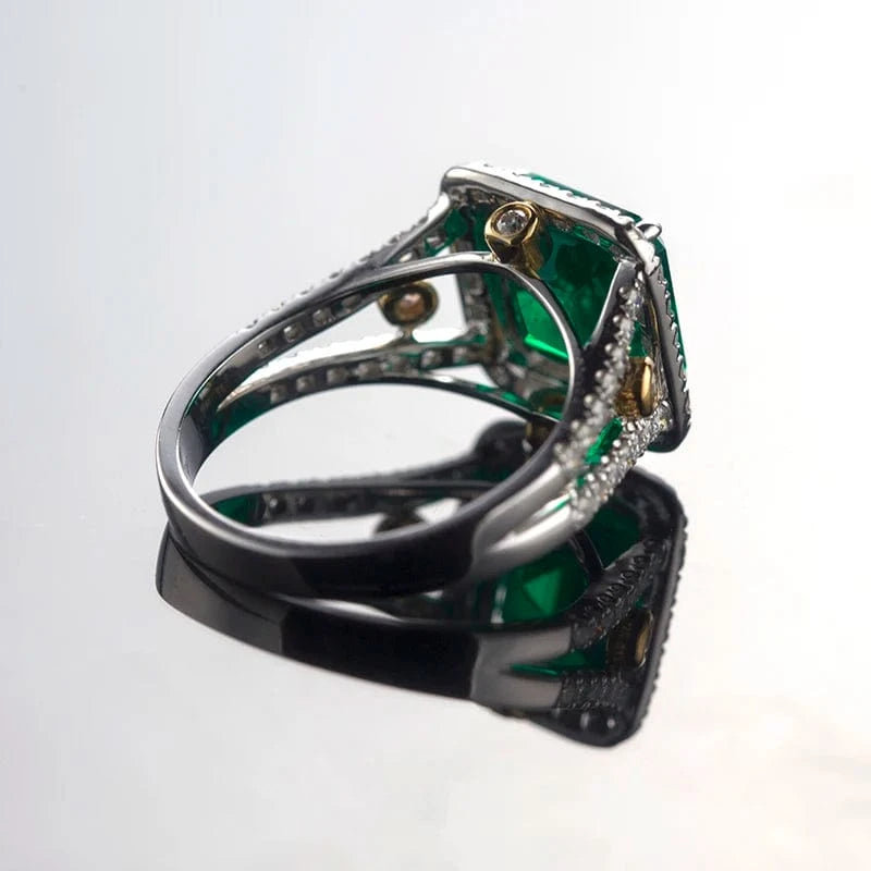 6.5 / White gold Square 18K/14K White Gold Jewelry Prong setting colombian Emerald ring