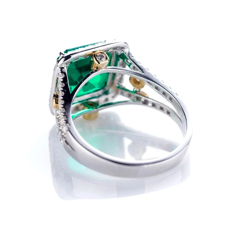 6.5 / White gold Square 18K/14K White Gold Jewelry Prong setting colombian Emerald ring