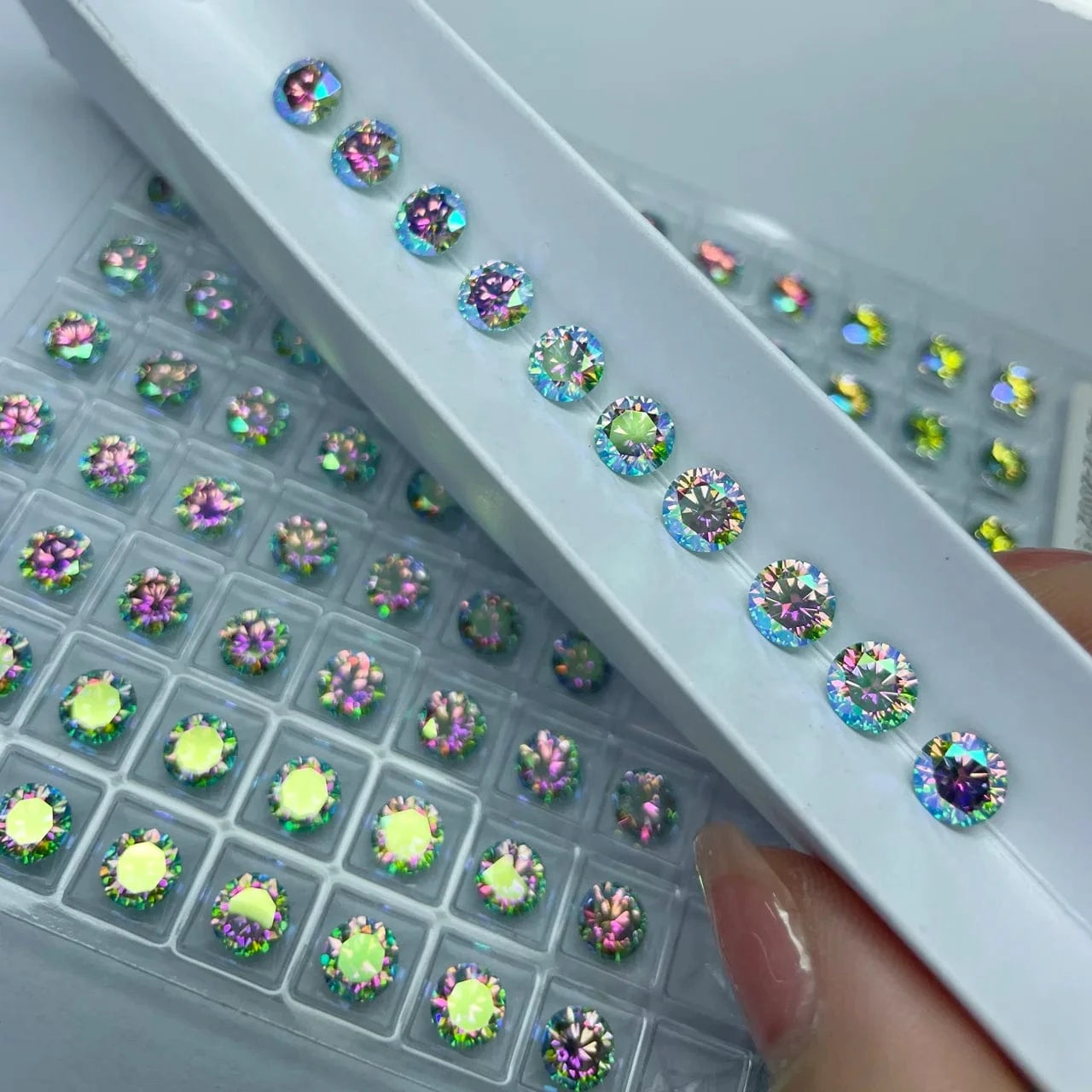 6.5mm+6.5mm(1CT+1CT) / AB color Fine jewelry pass diamond tester 6.5mm 1CT moissanite earring Silver 925 yellow blue pink green moissanites halo stud earring