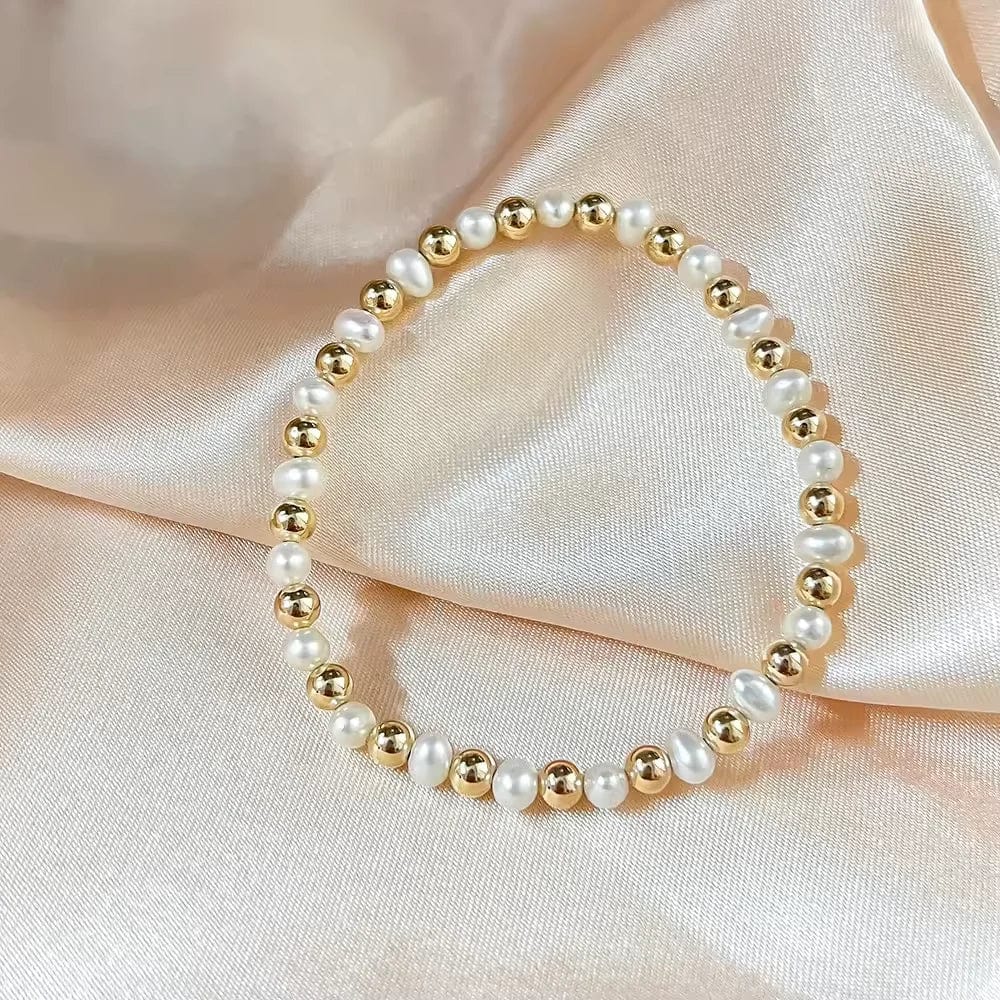 6.75'' / 4mm pearl w/ GF beads New style high quality 14k gold filled beaded pearl bracelet fashion permanent jewelry for women