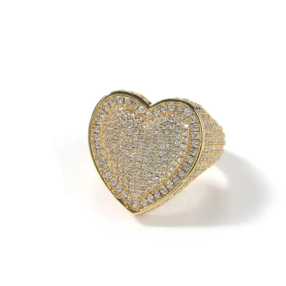 6 / A-Gold Top Icy Cute Heart Rings Collection Rings Jewelry  Women Iced Out Diamond Ring Brass 18K Gold Plated + 5A CZ Birthday Gift