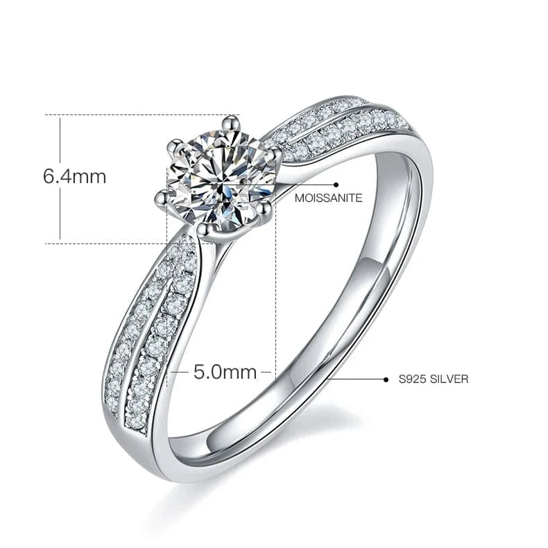 6 / Classical / M06B Wholesale Gemstone Rings Round Moissanite Petite Engagement Ring 925 Sterling Silver 0.5ct Moissanite Diamond Jewelry