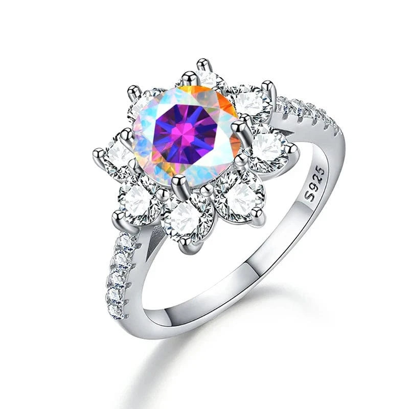 6 / D0006B1A7A-1ct 925 Sterling Silver Unusual Halo Zirconia Flower Shape Luxury Diamond Moissanite Rings 1 2 Carat For Women Wedding fine jewelry