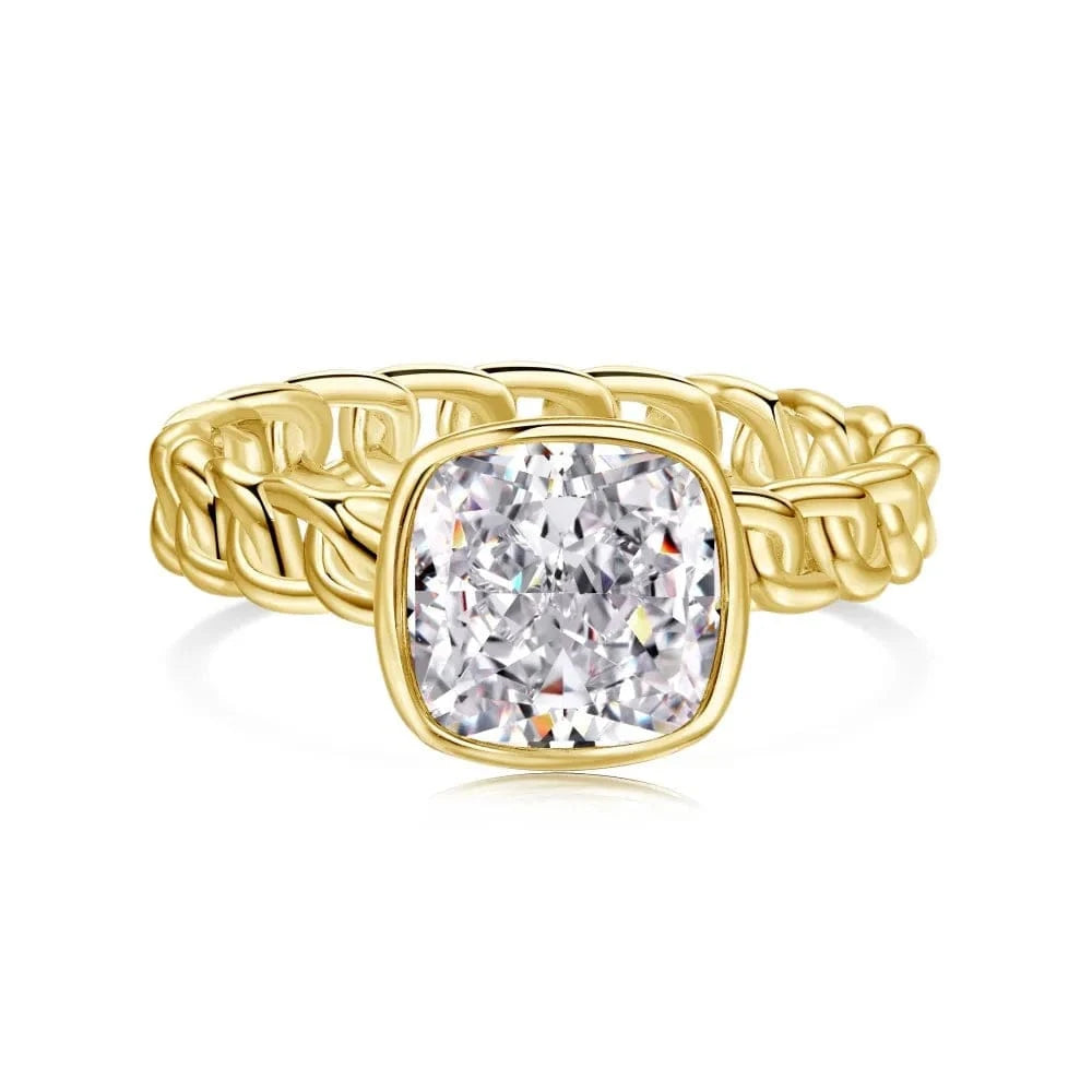 6 / DY120928-S-G-WH Dylam Hypoallergenic 18K Gold Plated S925 Sterling Silver Non Tarnish Pink Blue Ring Cz Cubic Zirconia Stone Rings Jewelry Women