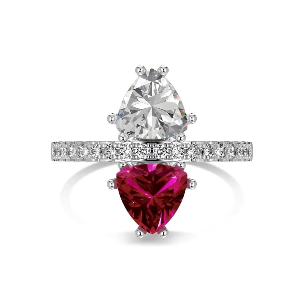 6 / DY120972-S-W-BO Dylam 925 Sterling Silver High-End Design Double Stone Blue Ruby Cz Cubic Zirconia Ring Wedding Engagement Rings For Women