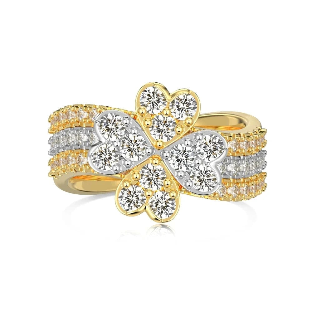 6 / DY120997-S-D-WH Dylam High Quality 18K Gold Stackable Ring 925 Sterling Silver Love Lucky Four Leaf Clover Heart Detachable Set Rings For Women