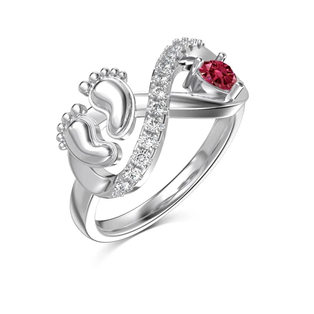 6 / DY121070-S-W-BO Dylam Best Mother's Day Gift Statement Feet Print Love Heart Shape Eternity Band Infinity S925 Silver 5A Cubic Zirconia Rings