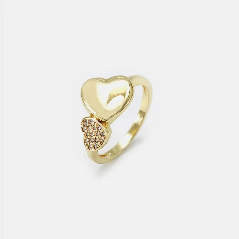 6 / Gold 2024 popular gold-plated sweet and elegant ladies jewelry heart-shaped ring