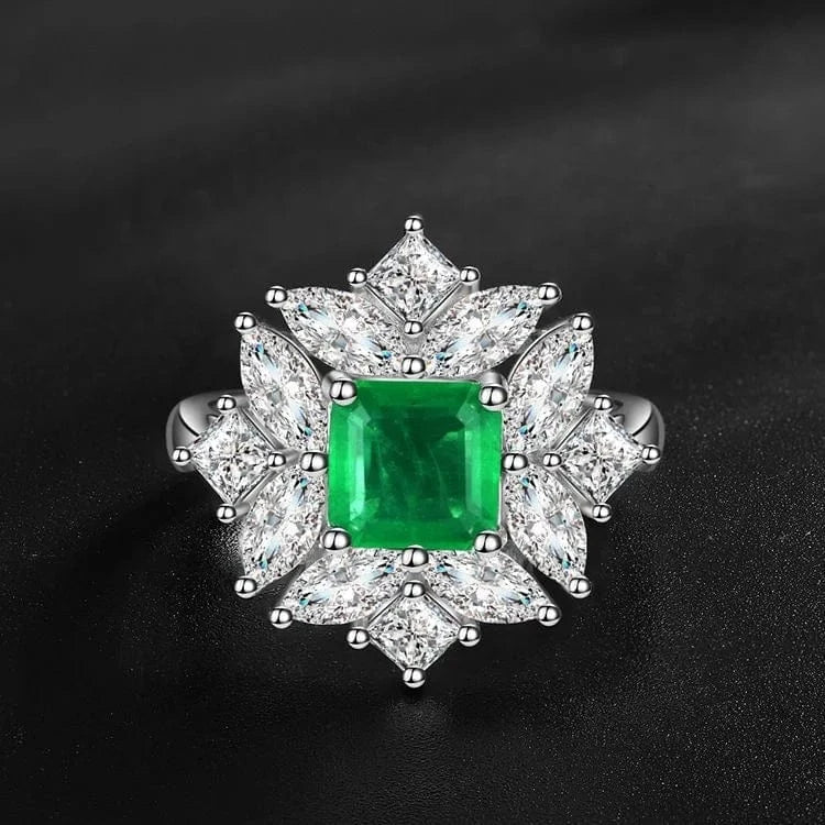 6 / Green 2024 Emerald Diamond Engagement Ring Ring Jewelry Women's S925 Sterling Silver Lady's High Quality Gemstone Zirconia Luxury Brass