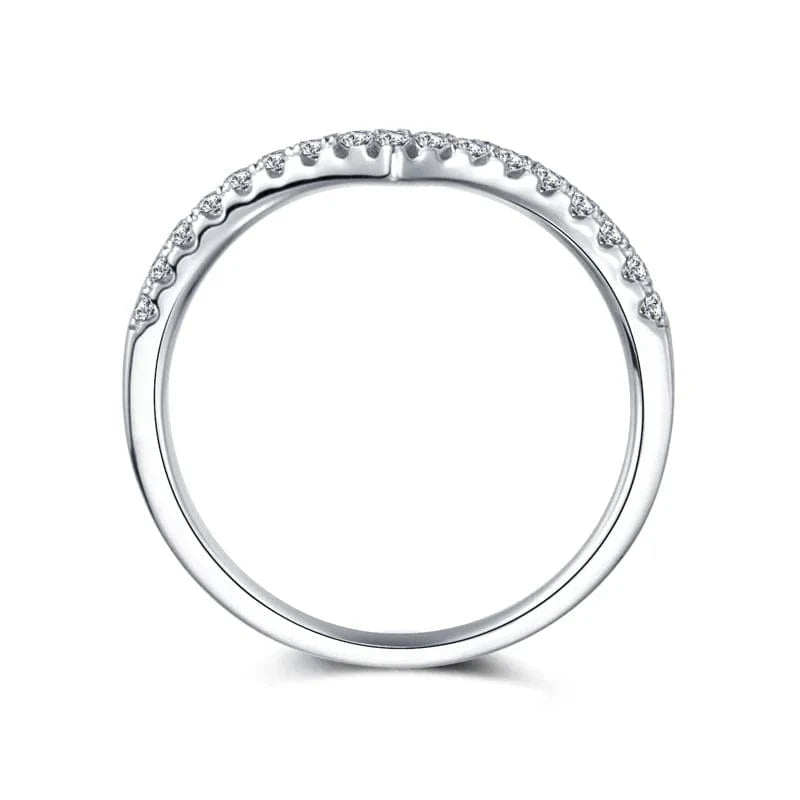 6 / M38A 2024 New Trendy Clear 1.5mm Moissanite Stone White Gold Plated Line Ring 925 Sterling Silver Fine Jewelry custom 14k gold plated