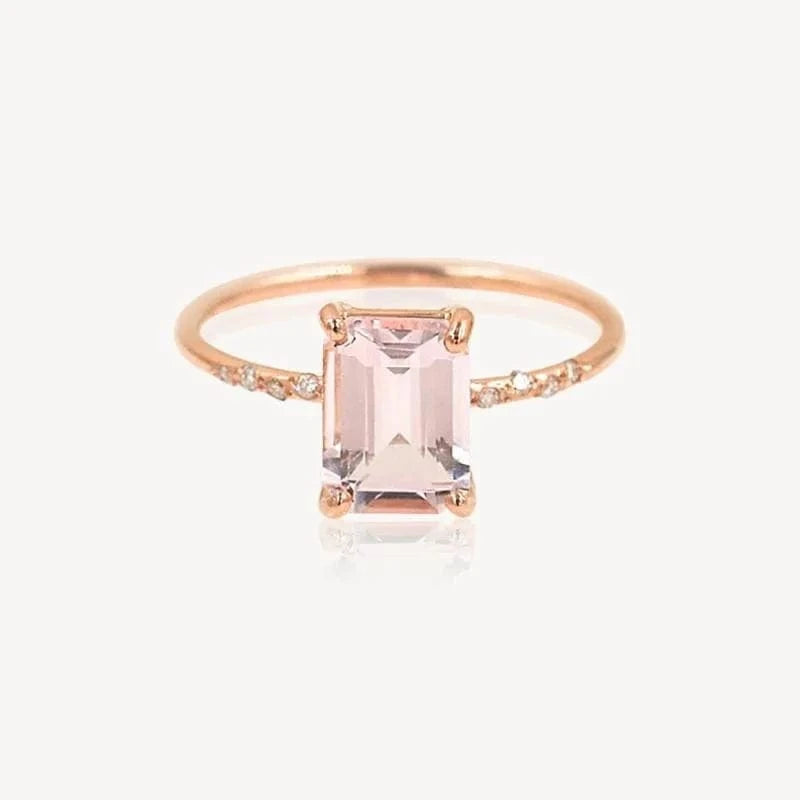 6 / Pink Elegant AAA Cubic Zirconia Copper Ring Statement Jewelry Classic Green Blue Red Solitaire CZ Wedding Rings for Women