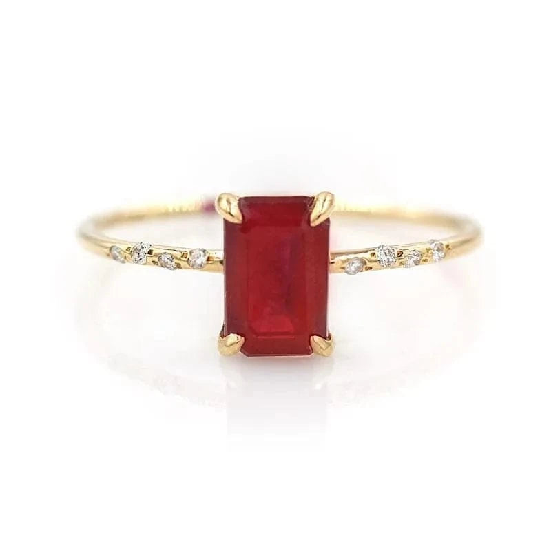 6 / Red Elegant AAA Cubic Zirconia Copper Ring Statement Jewelry Classic Green Blue Red Solitaire CZ Wedding Rings for Women