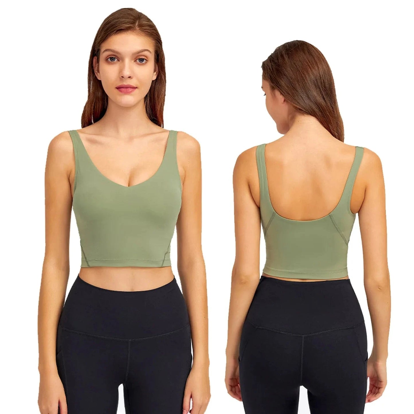 6/S / Matcha Green 2024 Lemon Beautiful Back Fitness Female High Strength Shockproof Align Women Yoga Bra Top Running Sports Vest For Workout