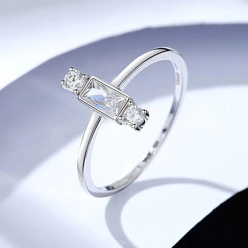 6 / SR23021711 CZCITY Korean S925 Jewelry Woman Finger Minimalist Girl Metal Promise Sterling Silver 925 Geometric Ring