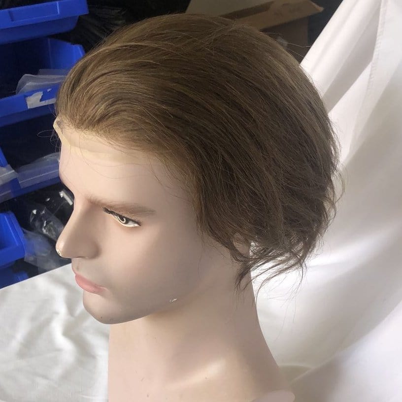 #6 Toupee Swiss Lace with PU Cambodian Hair Mens Toupee Brown Color 100% Human Hair Man Toupee Hair System
