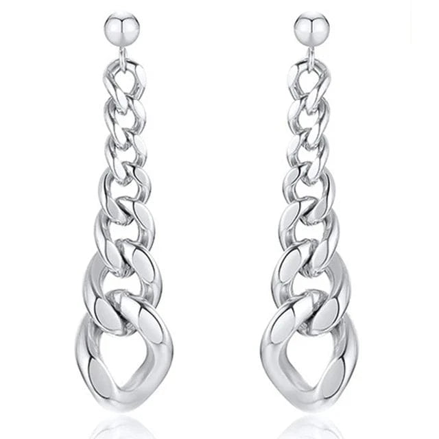 6 Wholesale 2024 Cuban Chain Pearl Earrings 18K Gold Plated Women Stainless Steel Drop Earrings