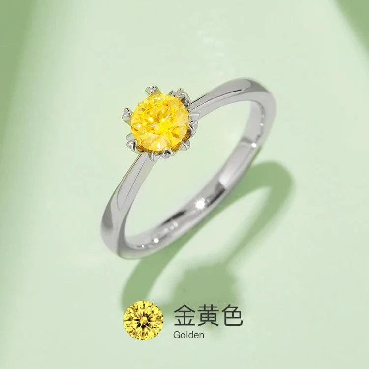 6 / Yellow gold Factory Hotsale Newest Moissanite Ring 0.5ct VVS Pink Moissanits Stone Ring 925 Sterling Silver Jewelry in stock