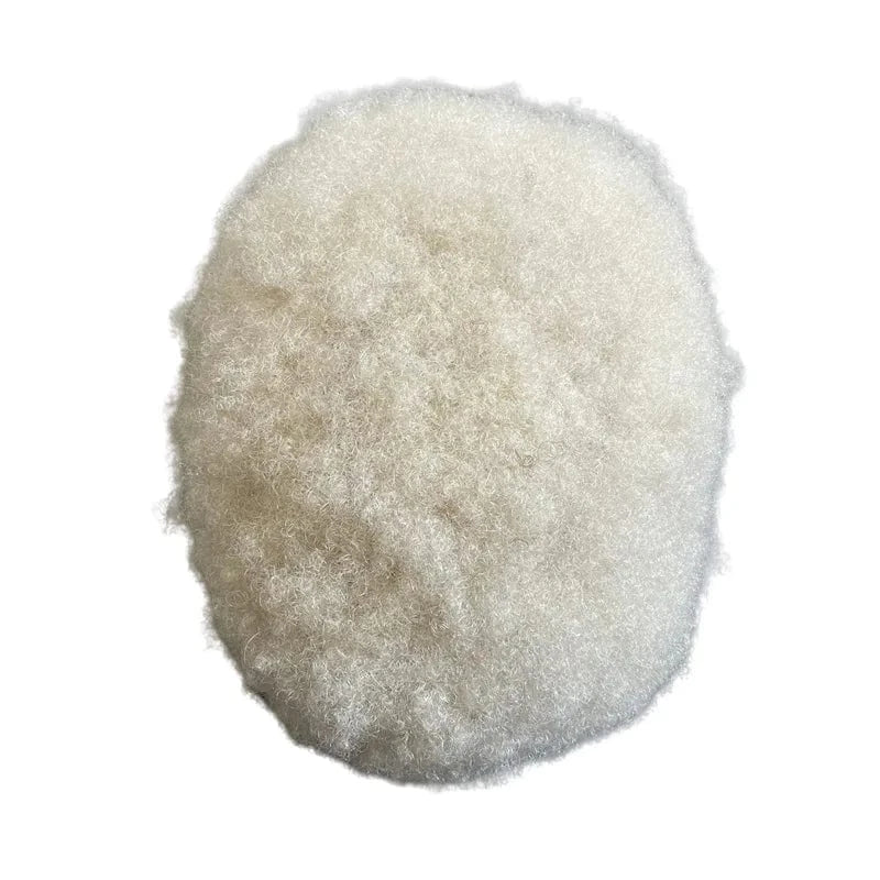 60# / 6 Inches 4mm Afro Curly silver 60# Man Hairpieces Natural Human Man Hair Prosthesis Full Lace Net Base Male Hair Toupee For Men