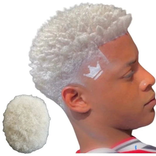 60# / 6 Inches 4mm Afro Curly silver 60# Man Hairpieces Natural Human Man Hair Prosthesis Full Lace Net Base Male Hair Toupee For Men