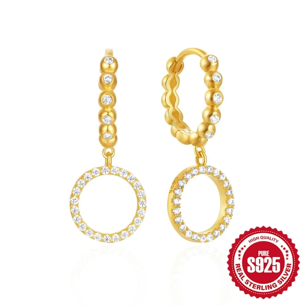 60239311769 gold 2024 new trendy 925 silver earrings jewelry 18K gold plated 925 sterling silver full zircon geometric round drop hoop earrings