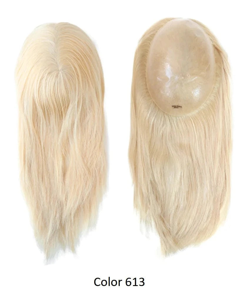 #613 / 16 Inches TP22 Natural looking 100% Chinese cuticle remy hair natural knotted polyskin topper for women human hair wigs