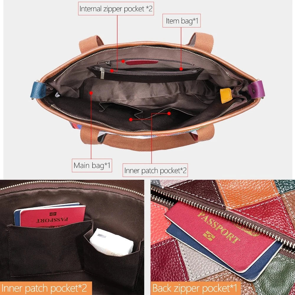 668B-colorful WESTAL Women's Handbags Genuine Leather Patchwork Shoulder Bag Women Hand Bags Lady Leather Crossbody Bag Tote Handbags
