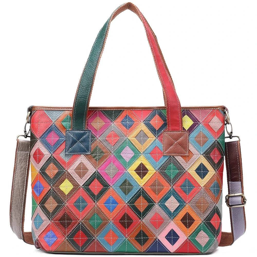 668B-colorful WESTAL Women's Handbags Genuine Leather Patchwork Shoulder Bag Women Hand Bags Lady Leather Crossbody Bag Tote Handbags
