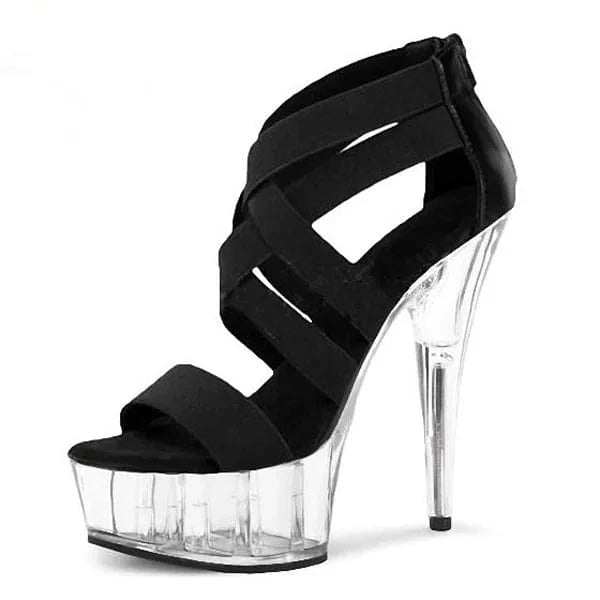 6inch-15cm Heeled Sandals New design Sexy thailand woman dress shoes PU Pumps  Platform peep toe sandal dress women shoes