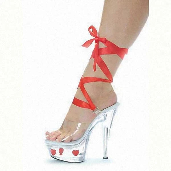 6inch-15cm Heeled Sandals Sweet and sexy ribbon crystal shoes 15cm high heel shoes car model dress shoes slippers