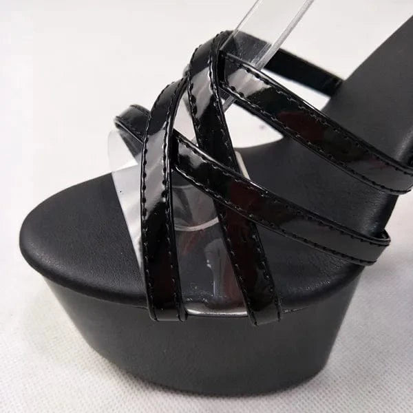 6inch-15cm Heeled Sandals  women's summer hot club model runway women's shoesBeauty contest model with shoe slippers