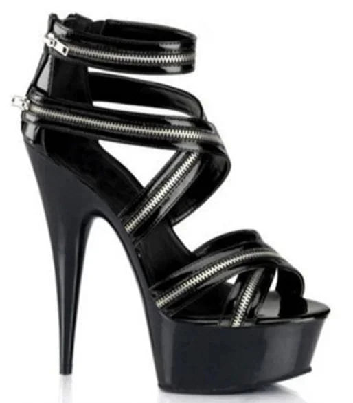 6inch-15CM slippers platform shoes with super high heel sandals Model photo shoes Roman hollowed-out metal Heeled Sandals