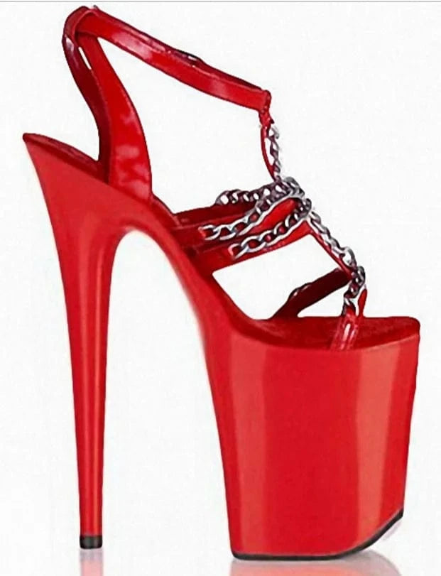 6inch-15cm slippers The fashion new super high heel Roman peep-toe sandals thick chain shoes Heeled Sandals