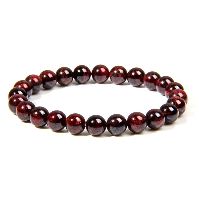 6mm / 19CM / garnet 8mm Gorgeous Semi-Precious Gemstones Round Beads Energy Power Crystal Reiki Healing Elastic Stretch Bracelet for Women Men Gifts