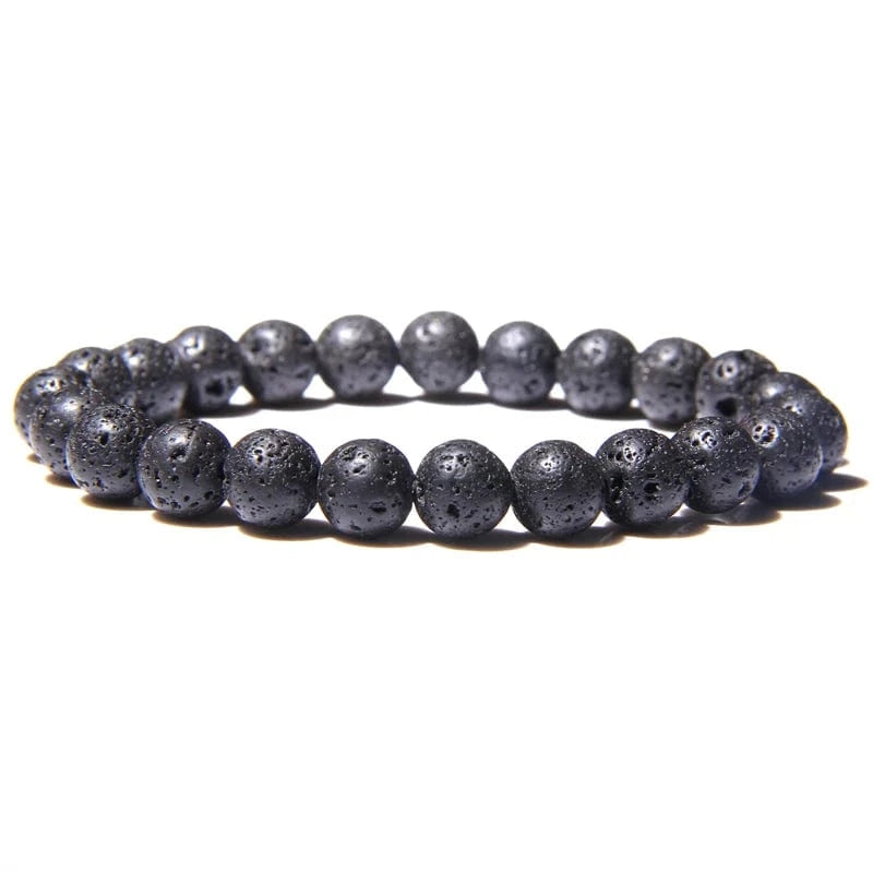 6mm / 19CM / lava stone 8mm Gorgeous Semi-Precious Gemstones Round Beads Energy Power Crystal Reiki Healing Elastic Stretch Bracelet for Women Men Gifts