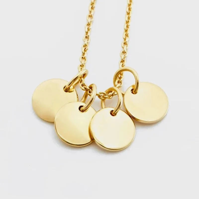 6MM Custom Initial Necklace  316 Stainless Steel 14k Gold Round Disk Blank Necklace Dainty Coin Chain Jewelry Women