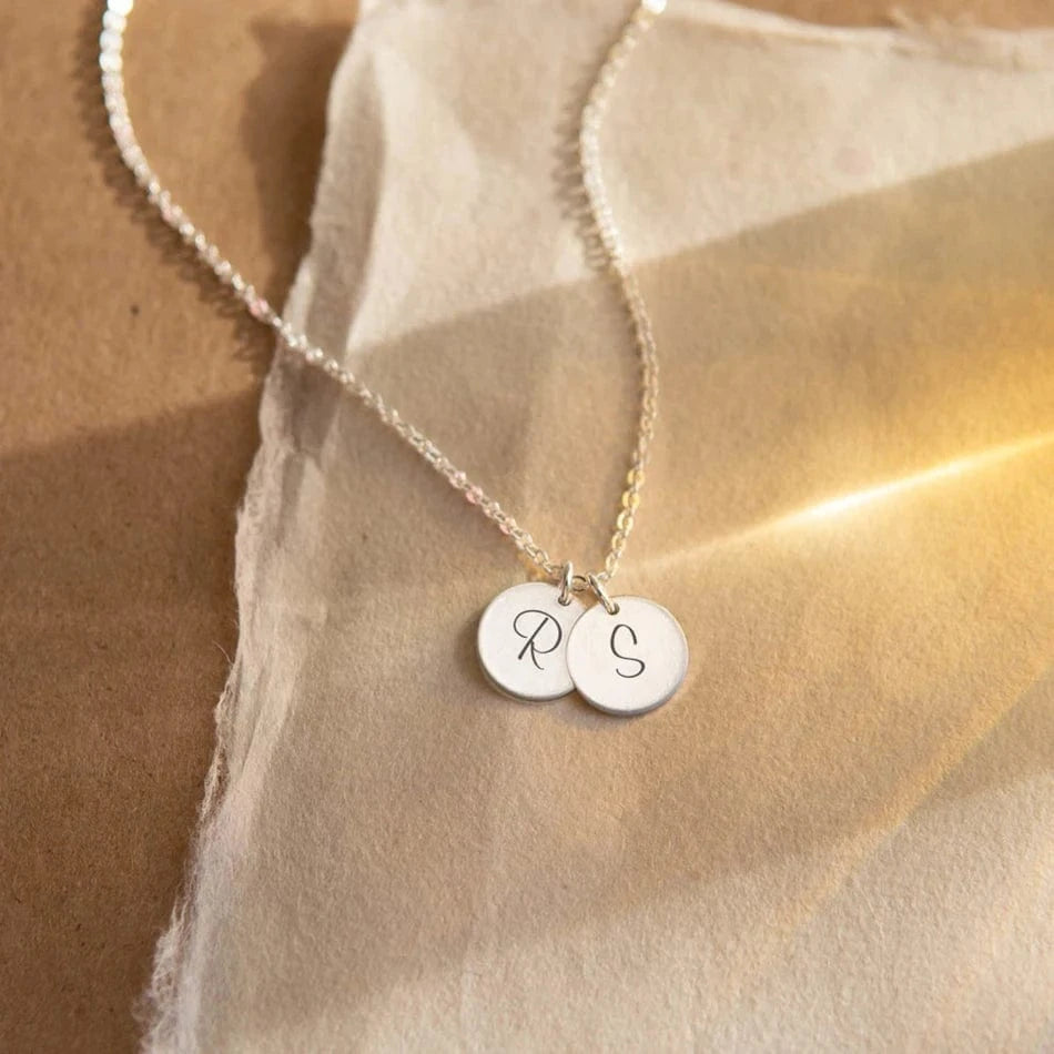 6MM Custom Initial Necklace  316 Stainless Steel 14k Gold Round Disk Blank Necklace Dainty Coin Chain Jewelry Women