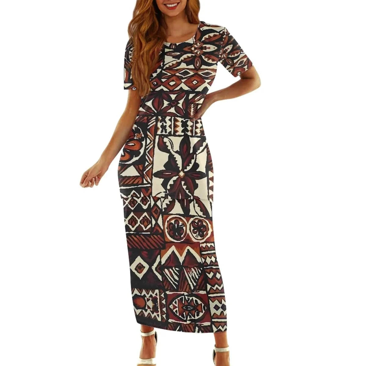 6XL / hawaii4 Samoan Puletasi Polynesian Tribal Clothing Print Customized Women Two Piece Islander Style Dress Sets Linen Dresses for Women