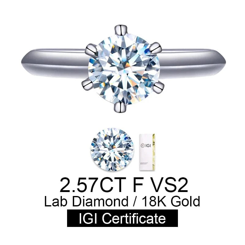 7 / 2.5ct lab diamond ring Messi Classic 18K Gold Jewelry Customized Engagement Wedding 0.3ct 0.5ct 1ct 1.5ct 2.5ct HPHT CVD Lab Grown Diamond Ring