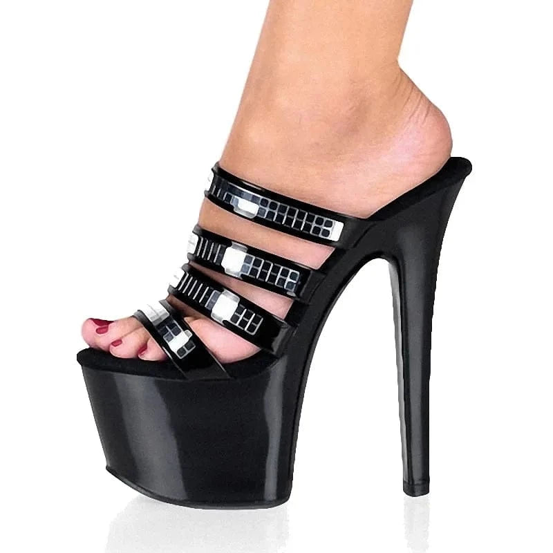 7.5 / Red Red stiletto platform high heels 17 cm club sexy high heels fashionable and elegant red summer sandals