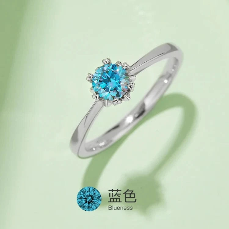 7.75 / Blue Factory Hotsale Newest Moissanite Ring 0.5ct VVS Pink Moissanits Stone Ring 925 Sterling Silver Jewelry in stock