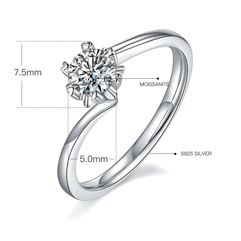 7.75 / Classical / M01D Wholesale Gemstone Rings Round Moissanite Petite Engagement Ring 925 Sterling Silver 0.5ct Moissanite Diamond Jewelry
